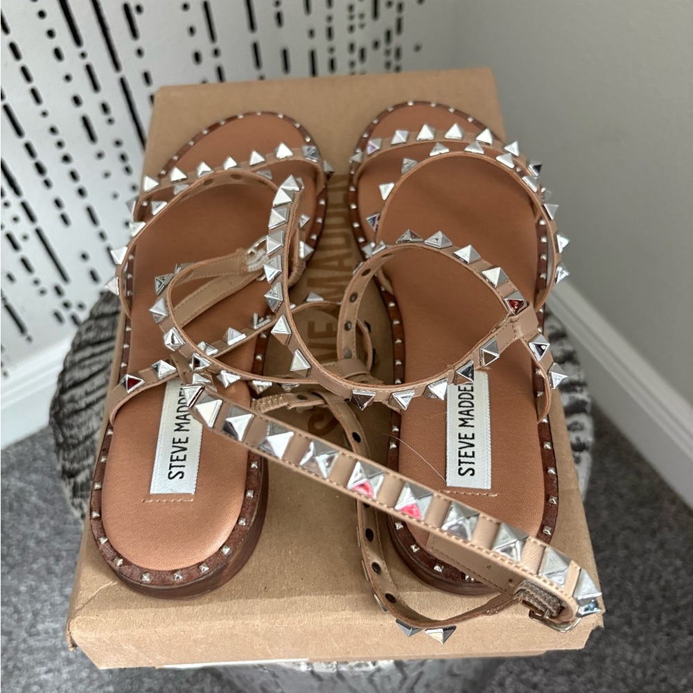 Steve Madden Brown Studded Sandals - Picture 7 of 7